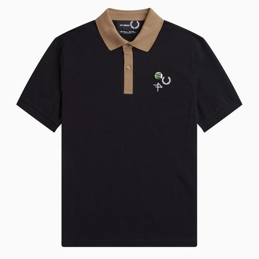 Bi-colour short sleeves polo shirt with embroideries