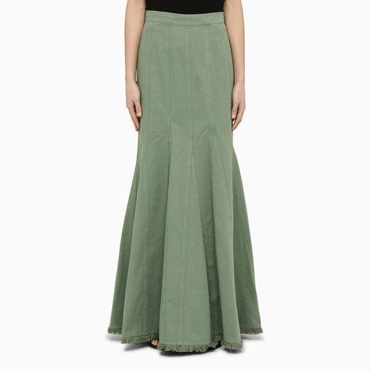 Green cotton long skirt