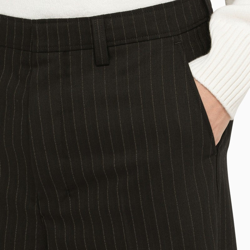 Black wool pinstripe trousers