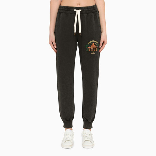 Black sports trousers with embroidery WS23-JTR-038-09CO/M_CASAB-SB